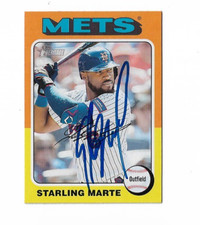 New York Mets STARLING MARTE  Signed 2024 Topps Heritage Card