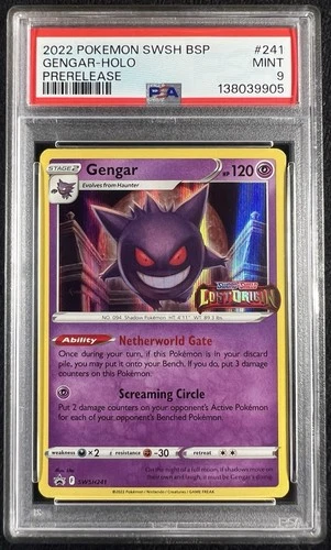 Gengar SWSH241 Lost Origin Prerelease - PSA 9 GEM MINT