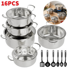 Topfset Induktion Kochtopf mit Glasdeckel Induktions Töpfe 5-teilig Edelstahl