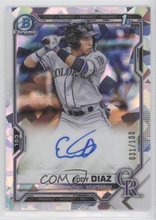 2021 Bowman Chrome Prospects Atomic Refractor 31/100 Eddy Diaz #CPA-ED Auto 09gj