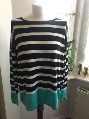 Schwarz-weiß-türkis gestreiftes Shirt (leichter Pulli) von Bexleys Gr. M