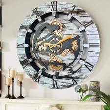 The Gears Clock CANADA LINE WALL CLOCK ROUND 24 INCH GREY & WHITE