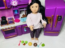 Our Generation Purple Kitchen Refrigerator Set Accessories OG Doll