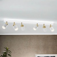Deckenspot Metall Weiß Gold 90 Cm Lang GU10 Metall Deckenstrahler Wohnzimmer
