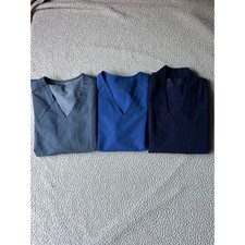  3 FIGS Scrub Top Bundle Lot Shirts Top Blue Navy Gray Womens All Size Small