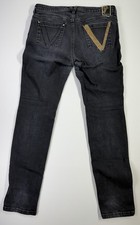 Versace Collection Jeans Mens 32x30 Black Slim Fit Gold V Pocket Designer