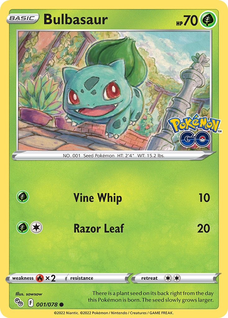 Bulbasaur 001/078 Common Pokemon GO Pokemon Near Mint