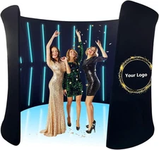 Custom LED 360 Photo Booth Backdrop - 10'W x 8'H Enclosure for Parties & Events