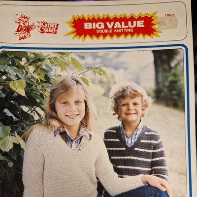 King Cole 1060 Kinder Pullover Strickmuster 26-34'' Original V-Ausschnitt 