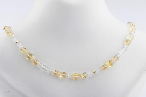 Citrine Rock Crystal 14K Yellow Gold Chain Clasp 77cm New