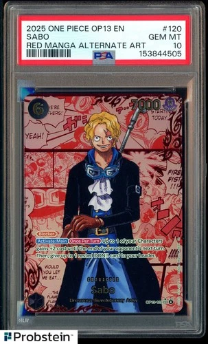2025 One Piece OP13 EN Red Manga Alternate Art #120 Sabo PSA 10 GEM MINT