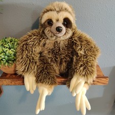 FAO Schwarz Sloth Plush Stuffed Animal Realistic Kids Toy Furry Brown Fuzzy