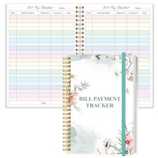 Bill Payment Checklist - Monthly Bill Organizer 5.8" x 8.5" Pink Flowers