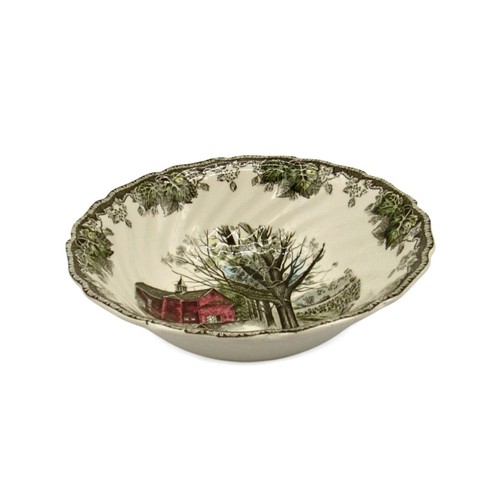 Johnson Brothers Autumn Mist Bowl Tree and Barn Village England Vintage 8,2"