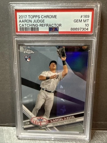 2017 Topps Chrome Aaron Judge #169 Catching Refractor Rookie PSA 10