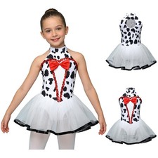 Girls Ballet Dance Costume Tutu Dress Sleeveless Bowknot Decor Mesh Puffy Dress