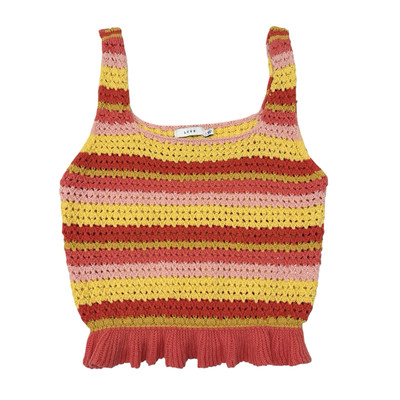Lush Knit Tank Top Size Small Striped Crochet Indie Boho Y2K Crop Festival