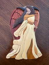 Angel Carved Wooden Puzzle Jewelry/Trinket Box/Puzzle Box 6.5" x 4.5" x 2"