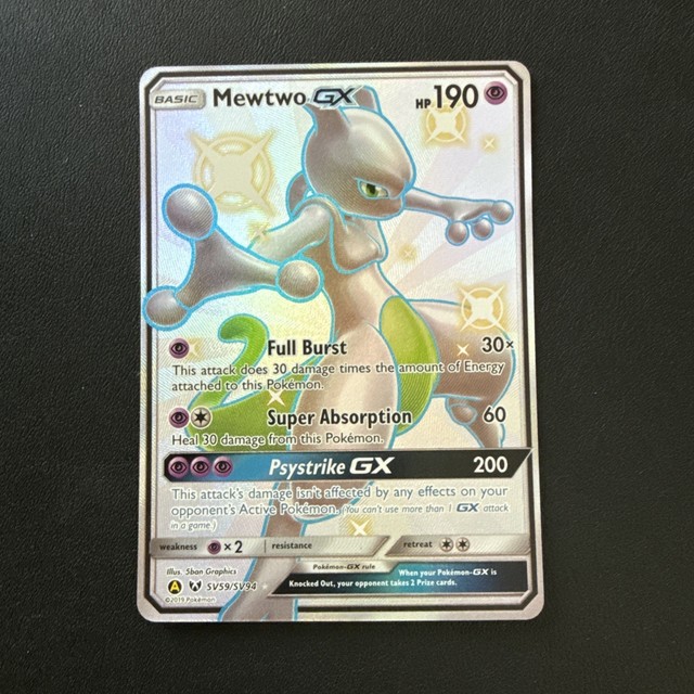 Pokemon Mewtwo GX SV59/SV94 Hidden Fates Shiny Vault Shiny Holo Rare Near Mint