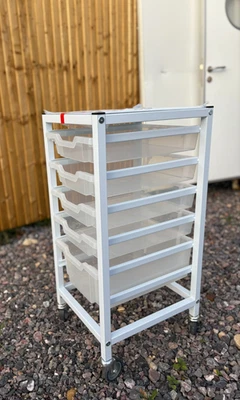 Gratnells Medical Compact Single Trolley 4 Shallow & 1 Deep Antimicrobial Trays