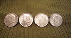 Lot of 4 Kennedy Half Dollars (2) 1964-D and (2) 1964-P 90% Silver - Nice coins