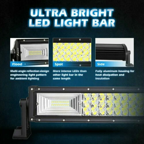 32inch 480W LED Light Bar Flood Spot Combo 4'' Led Work Lamp Offroad UTV +Wiring - Image 4 of 4