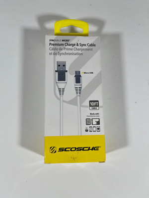 Scosche USBM10WT SyncABLE MicroUSB Charge And Sync Cable, 10 Ft Open Box