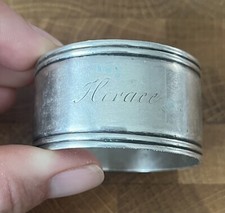Antique Silver Napkin Ring, Etched "Horace" - Unbranded, .9 ounce