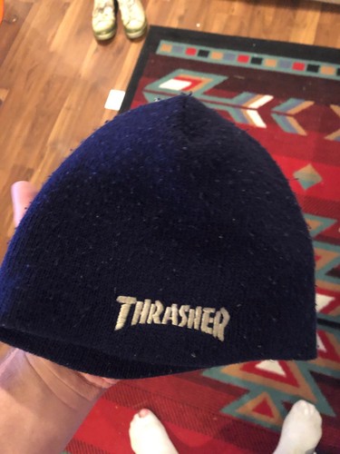 vintage thrasher skate navy blue skull 