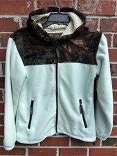 Trailcrest Mint Green & Camo Fleece Long Sleeve Sherpa Lined Full Zip Jacket C1