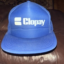 Clopay Garage Doors Hat Snapback Cap Blue Trucker Mesh VTG