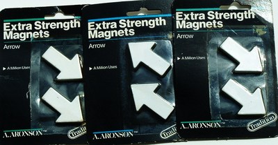 Set Of 3 Aronson Extra Strength Magnets White Arrows Perfect for ...