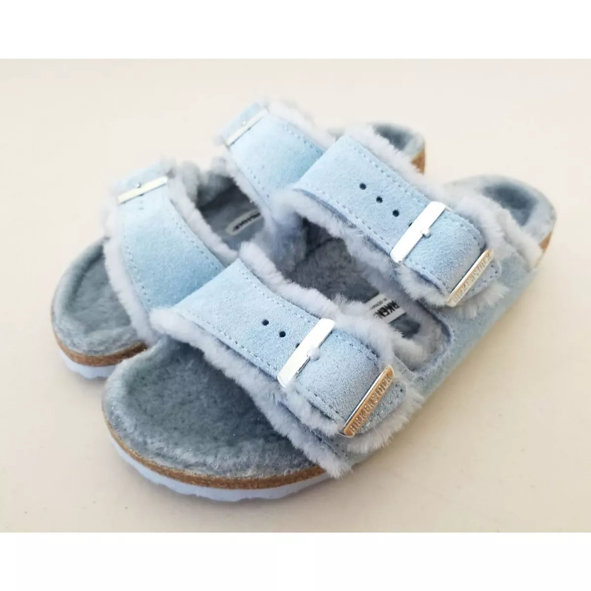 Shearling lined store birkenstocks white