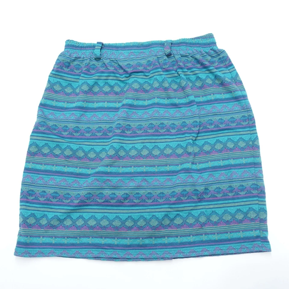 Jaclyn Smith Sport Wrap Skirt Women's XL Teal Southwest Stripe Elastic Waist - Image 2 of 4