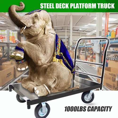 Steel Platform Truck Deck Platform Truck Push Cart 60" L x 24" W Portable Dolly - Picture 10 of 10