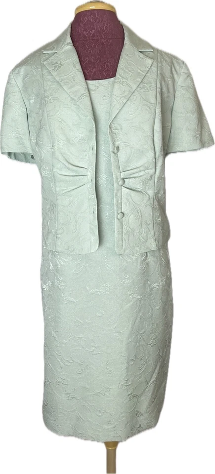 Julian Taylor Women's Formal Jacket Dress Green Jacquard Size 16 - Image 2 of 4