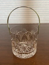 STUNNING VTG Atlantis Crystal Ice Bucket W/Metal Handle 4.75"H SIGNED, PORTUGAL