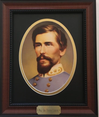 Gen. Patrick Cleburne Civil War Generals framed photo with plaque hand colored