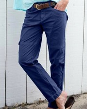 FRESH PRODUCE Moonlight Navy Blue Stretch "SAFARI Ankle Pants" M L 89