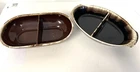 2 Pfaltzgraff & McCoy Brown Drip Oval Divided Vegetable/Serving Pottery Dish