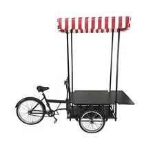 24"Tire Black Tricyle Vending Cart for Ice-cream Flower Market Booth Collapsable