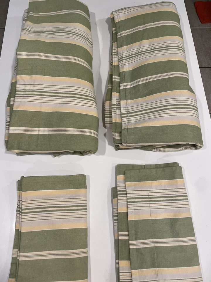 2 edredones y fundas dobles a rayas MCM de lino algodón verde tostado POTTERY BARN DE COLECCIÓN Foto 4 de 4