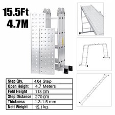 3.5/4.7/5.7M Multi-Purpose Aluminium Folding Ladder 14 IN1 Combination Platform