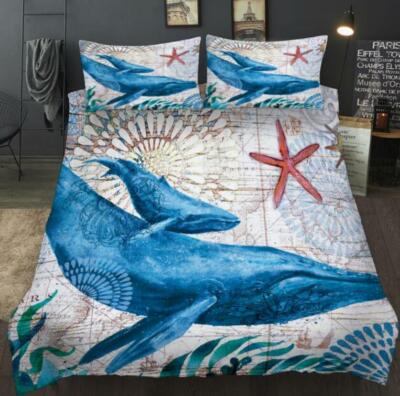 3D Big Whale ZHUA1069 Bed Pillowcases Quilt Duvet Cover Set Queen King Zoe