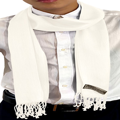 CJ Apparel Off White Men's Solid Color Nepalese Fashion Scarf Seconds Scarves