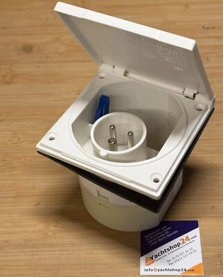 LINDEMANN CEE Landanschluss 230 V Strom - EC42 in weiss für Boot Wohnwagen Caravan IP44