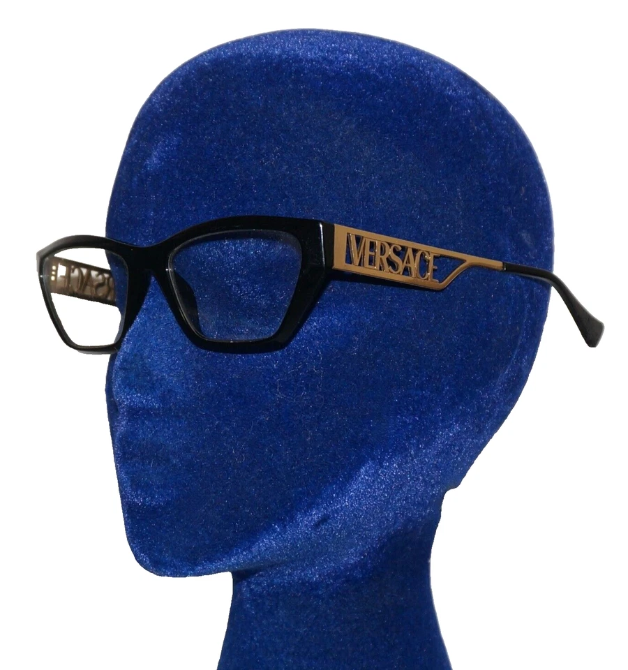 Vintage VERSACE Black Frame Clear Lens Glasses ITALY #3327U *SEE DESC. - Image 2 of 4