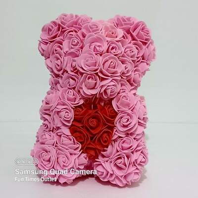 Rose Bear Pink Red Roses 9'' Valentines Foam Flower Romantic Anniversary Gift 