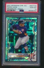 PSA 10 PEDRO LEON 1st 2021 Bowman Chrome SAPPHIRE Aqua Refractor/99 RC GEM MINT