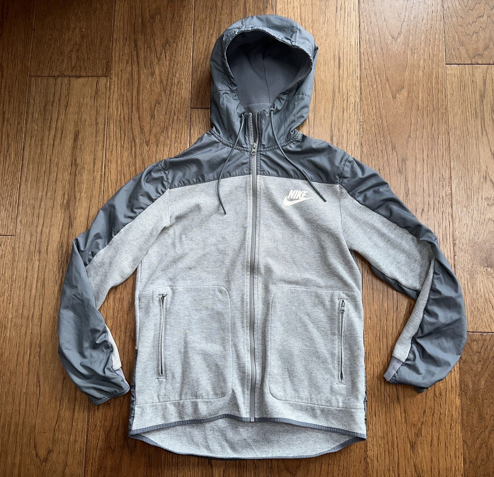 SACAI X NIKE NIKE AIR HYBRID FELPA GRIGIA CON CAPPUCCIO GIACCA FULL ZIP M